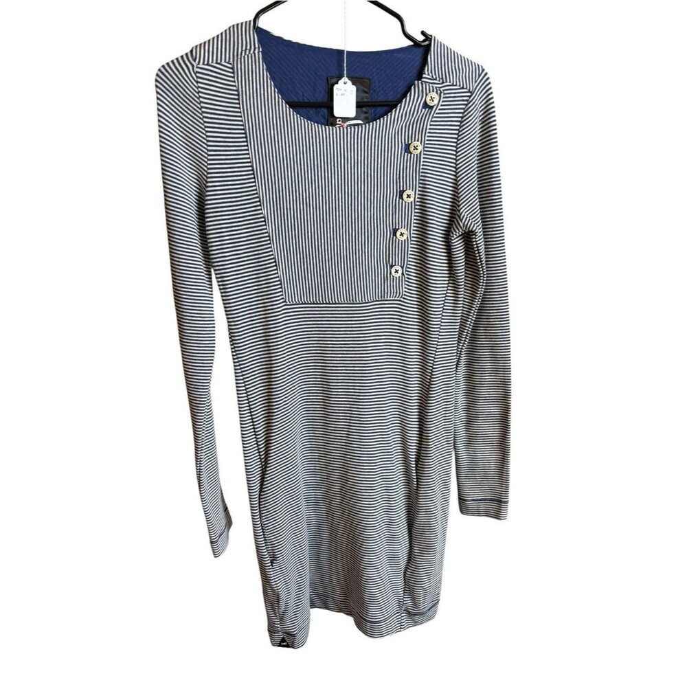 Denham Jeans Navy & White Striped Long-Sleeve Tunic with Button Detail